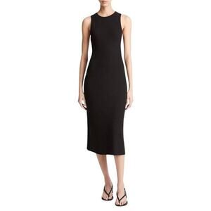 Vince Ribbed High Neck Tank Dress in Black V016884468-001BLK Medium M NEW